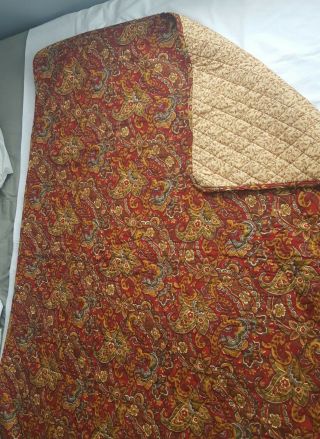 Vtg.  Longaberger Jacobean Floral Quilted Throw Lap Blanket Reversible 58 x 48 2