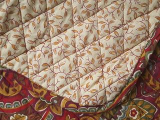 Vtg.  Longaberger Jacobean Floral Quilted Throw Lap Blanket Reversible 58 x 48 3