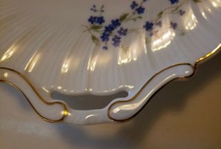 Vtg Bernardaud Limoges Myosotis Floral Handled Gold Trim Cake Serving Platter 3