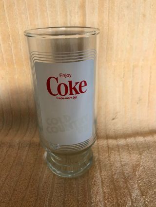 Vintage Coca - Cola/coke Pedestal Glass Clear Glass White Panel
