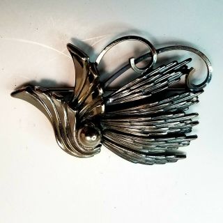 Unique Large Vintage 1960’s Botticelli Silver Tone Signed Brooch Pin Open Work