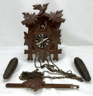 Antique Vintage Black Forest Cuckoo Clock Wooden Wall West Germany