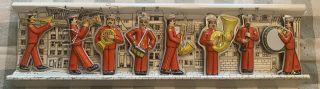 8 Dansk Pressed Tin Marching Band Vintage Christmas Ornaments Double Sided Paint