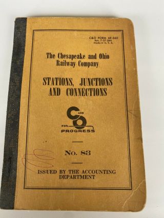 Chesapeake & Ohio Railway C&o Station Junction Agent Book No83 Nicr