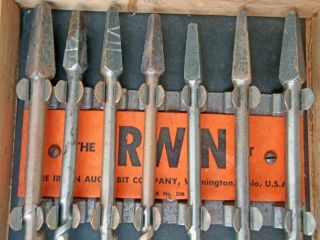 Antique IRWIN DM Complete Set of 13,  Auger Drill Bits VGC in Wooden Box 3