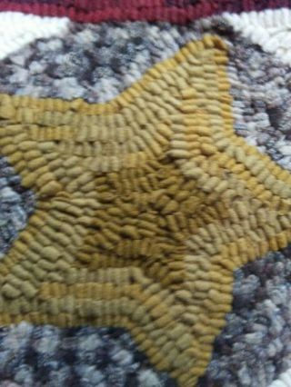Vintage Hooked Wool Rug Star 10x10 Inches