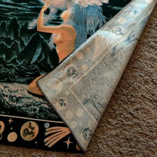 Vintage 1970’s Cloth Wall Tapestry Unicorn Fairy Fantasy Retro 38” X 58” Planets 2