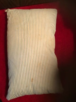 Vtg Feather/down Bed Pillows Feather Ticking Material 17x27