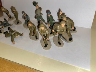 Hand Painted Vintage Toy Plastic Soldiers US German Army Set of 13 Crawl Play 3