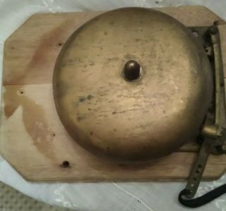 Antique Brass 7.  5 " Ringside Boxing Fight Bell On 13 " Wood Mount Schoolhouse Bell
