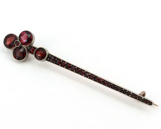 Antique Victorian Vermeil Bohemian Rose Cut Garnet 2.  75 " Scepter Pin Brooch