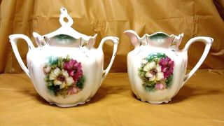 Vintage Rs Prussia Fine China Lidded Sugar Bowl And Creamer