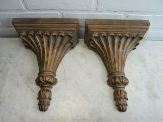 Vintage Pair French Rococo Style Wall Shelf Sconces Classical Display
