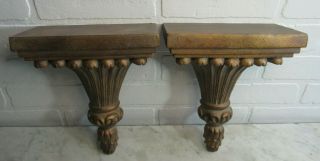 Vintage Pair French Rococo Style Wall Shelf Sconces Classical Display 3