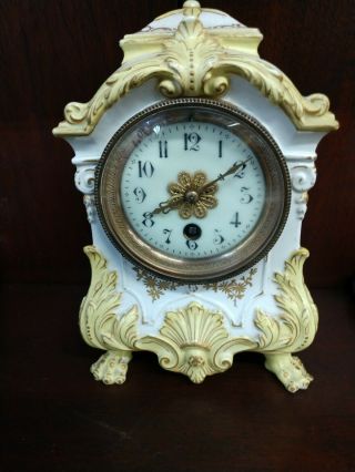 Antique 19th C French Sevres Porcelain Mantle Clock