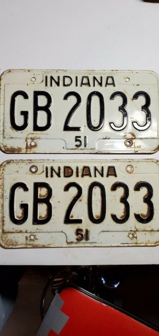Indiana 1951 License Plates