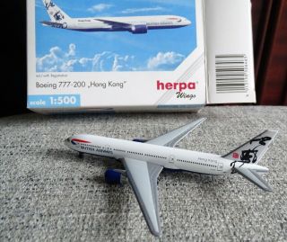 Herpa British Airways Boeing 777 200 Hong Kong Die Cast Model 1:500 G - Zzzc