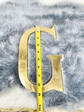 Vintage Brass ‘G’ Metal Letter Wall Hanging Decor Name Plaque G Gold Initial 9” 2