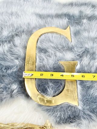 Vintage Brass ‘G’ Metal Letter Wall Hanging Decor Name Plaque G Gold Initial 9” 3