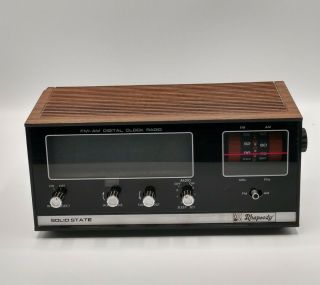 Vintage RHAPSODY Wood Grain AM/FM Clock Solid State Radio with Alarm - ry - 1010 2