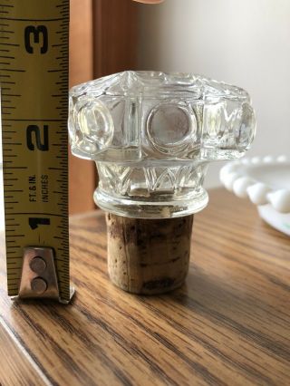 Vintage Clear Glass Diamond Cut Liquor Bottle Decanter Cork Top Stopper
