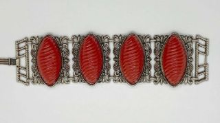 Vintage Wide & Chunky Red Selero Style Link Bracelet