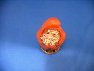 ANTIQUE CLEAR GLASS & TIN TOY SANTA CLAUSE IN BANDED COAT CANDY CONTAINER 1920 3