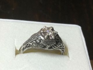 Vintage Art Deco Antique Style Filigree Diamond Ring 925 Sterling Silver