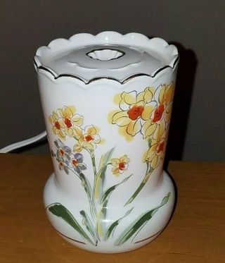 Vintage Porcelain Table Lamp / Night Light.  5 " Tall X 3 1/4 " Wide,  Floral