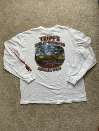 Harley Davidson White Long Sleeve Tripp’s Amarillo Tx 2012 T - Shirt Sz Xl