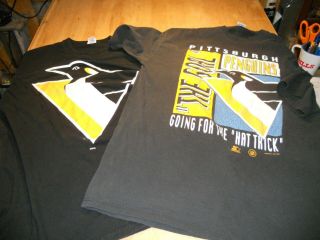(2) Vintage Pittsburgh Penguins Starter T Shirts Size Xl 1992 1996