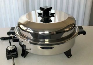 Health Craft K7273 12” Oil - Core Electric Skillet W/dome Lid - Made In Usa - Euc