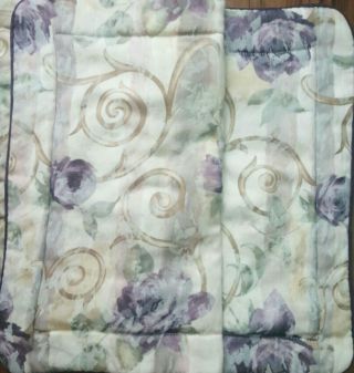 2 Vintage Standard Pillow Shams Croscill Usa Made Lavender Floral Purple Trim