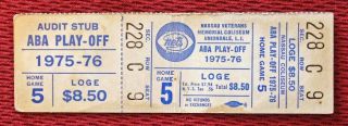 1976 Nj Nets (julius Erving) Vs Denver Nuggets Aba Final Game 3 Complete Ticket