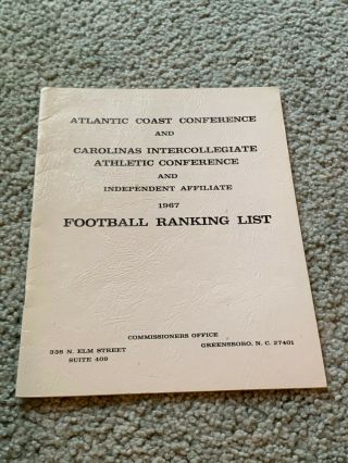 1967 Acc Football Guide Ranking List Football Officials Media Guide