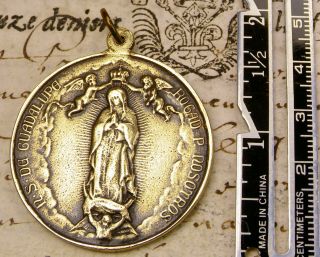 Antique Our Lady Of Guadalupe Catholic Blessed Sacrament Bronze Pilgrimage Medal