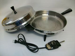 Farberware 12 " Electric Fry Pan 310 - B Stainless Steel W/ Dome Lid & Heat Control