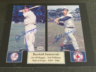 Ted Williams Joe Dimaggio Signed 4x6 Photos With Yankees Red Sox