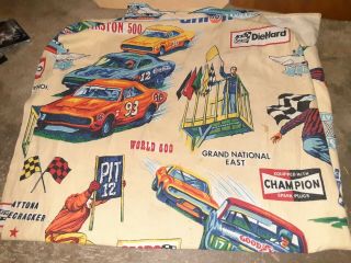 Rare Vintage Nascar Racing Bed Sheet Mopar Winston 500 Charger Road Runner