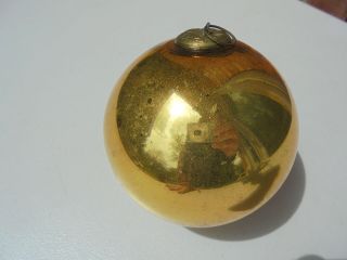 Antique Gold Mercury Glass Kugel Christmas Ornament 4 " Diameter