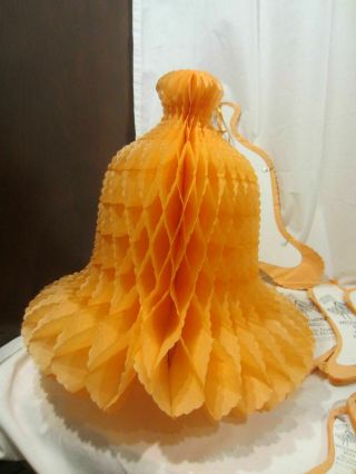 BEISTLE peach orange honeycomb decorating bells WEDDING HONEYMOON Vintage 20 pc 2