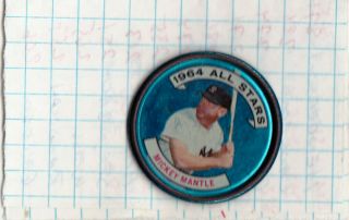 1964 Topps Baseball Coin Pin 131 Mickey Mantle Yankees Left Handed All Star