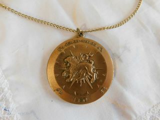 Vintage Leo Zodiac Bronze Double - Sided Pendant Necklace