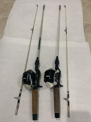 Vintage Zebco 202 Fishing Rod,  Reel Combos,  Green Reel,  Black Reel