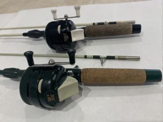 Vintage Zebco 202 Fishing Rod,  Reel Combos,  Green Reel,  Black Reel 2