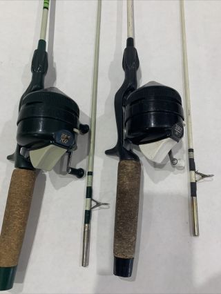 Vintage Zebco 202 Fishing Rod,  Reel Combos,  Green Reel,  Black Reel 3