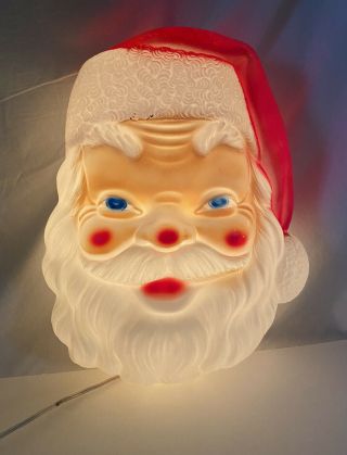 Vintage Christmas Empire Plastic Blow Mold Santa Claus Face 17 " Lights Up