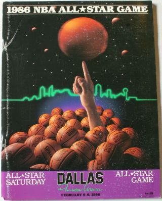 1986 Nba All Star Game Program Ewing Erving Bird Magic Drexler Dallas Reunion