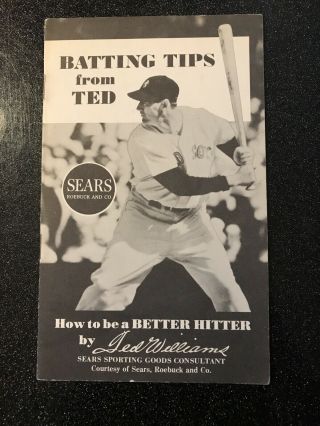 Ted Williams Sears Roebuck & Co Batting Tips 4x7 " 15 Pages