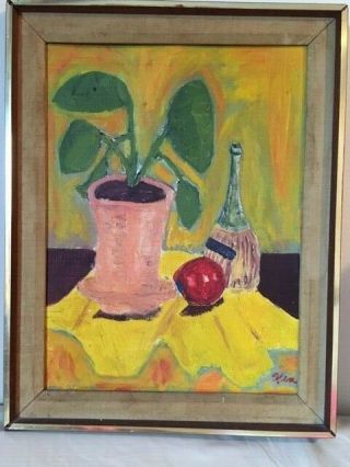 Vintage 1950 - 60s Still Life Oil Painting - Signed